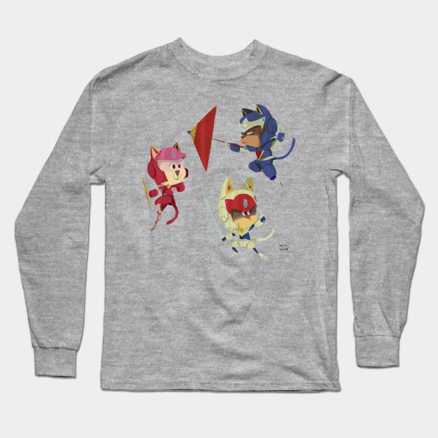 Samurai Pizza Cats Long Sleeve T-Shirt by davidpavon